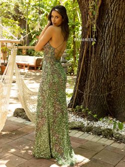 Style 3211 Primavera Couture Light Green Size 0 Tall Height Black Tie Side slit Dress on Queenly