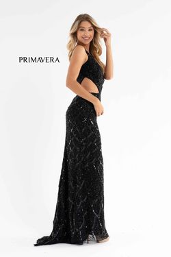 Style 3729 Primavera Black Size 0 Fitted Floor Length Side slit Dress on Queenly