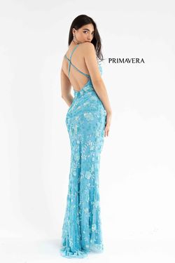 Style 3731 Primavera Blue Size 0 Black Tie Floor Length Tall Height Side slit Dress on Queenly