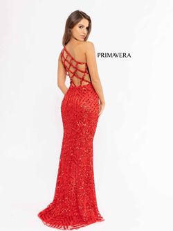 Style 3951 Primavera Red Size 0 Sequined Black Tie Jewelled Side slit Dress on Queenly