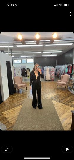 Clarisse Black Size 2 Floor Length Jumpsuit Dress on Queenly