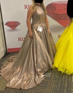 Sherri Hill Gold Size 14 Floor Length Plus Size Ball gown on Queenly
