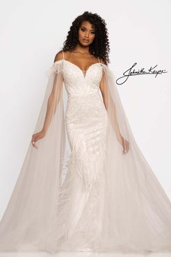 Style 2173 Johnathan Kayne White Size 16 Floor Length Plus Size Mermaid Dress on Queenly