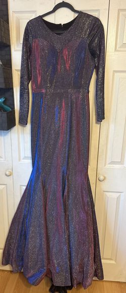 Camille La Vie Purple Size 12 Floor Length Free Shipping Military Mermaid Dress on Queenly