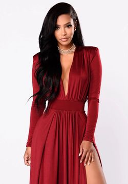 Fashion Nova Red Size 2 Floor Length Sorority Formal Prom Side slit Dress on Queenly