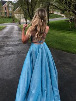 Sherri Hill Light Blue Size 2 Side Slit Medium Height Free Shipping Ball gown on Queenly