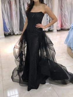 Juan Carlos Pinera Black Tie Size 2 Floor Length Sequin Straight Dress on Queenly