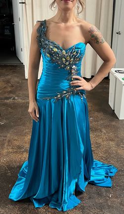 Tony Bowls Blue Size 4 Military Mermaid Dress on Queenly
