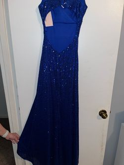 La Femme Blue Size 00 Floor Length Side slit Dress on Queenly