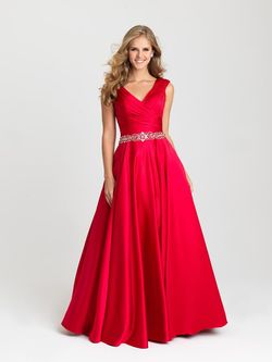 Style 16-419 Madison James Red Size 14 Floor Length Ball gown on Queenly