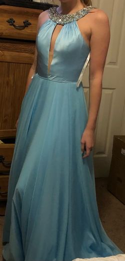 Sherri Hill Blue Size 0 Military Floor Length A-line Dress on Queenly