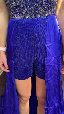 Sherri Hill Purple Size 6 Fun Fashion Halter Floor Length Jumpsuit Dress on Queenly