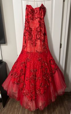 Sherri Hill Bright Red Size 16 Quinceanera Prom Mermaid Dress on Queenly