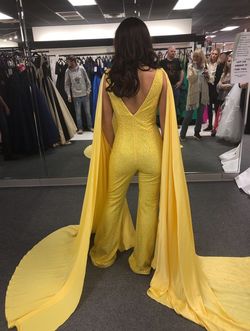 Mac Duggal Yellow Size 6 Floor Length Jumpsuit Dress on Queenly