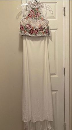 Sherri Hill Nude Size 8 Military Floral Floor Length Straight Dress on Queenly
