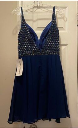 Jovani Blue Size 4 Midi Homecoming Cocktail Dress on Queenly