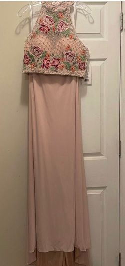 Sherri Hill Pink Size 10 Military Floral Floor Length Straight Dress on Queenly