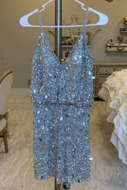 Sherri Hill Silver Size 4 Party Homecoming Cocktail Dress on Queenly