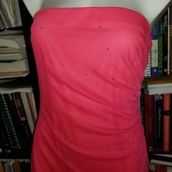 Vintage Pink Size 12 Jersey Strapless Prom Mermaid Dress on Queenly