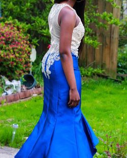Dancing Queen Blue Size 4 Floor Length Ball gown on Queenly