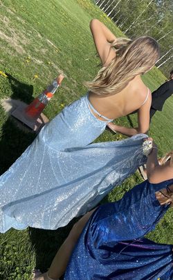 Style 1012 Jovani Blue Size 2 1012 Backless Prom Side slit Dress on Queenly