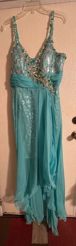 Mac Duggal Blue Size 16 Floor Length Plus Size Straight Dress on Queenly
