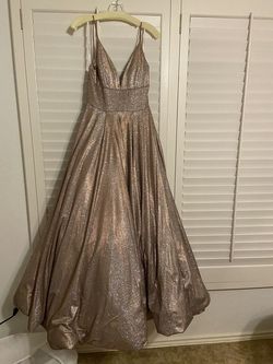 Sherri Hill Gold Size 6 Plunge 50 Off Backless Floor Length Ball gown on Queenly