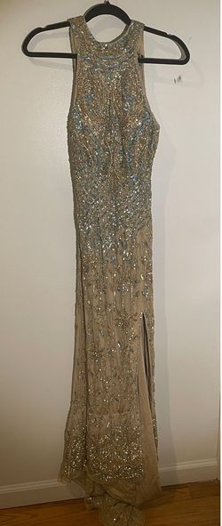 Sherri Hill Gold Size 4 Embroidery Military Mermaid Dress on Queenly