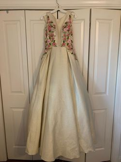 Johnathan Kayne Gold Size 8 Floor Length Ball gown on Queenly