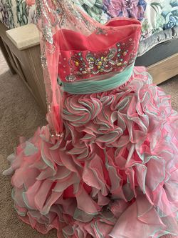 Rachel Allan Blue Size 8 Quinceanera Pageant Ball gown on Queenly