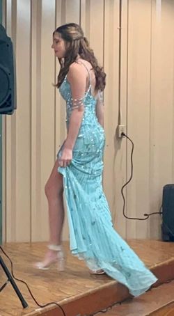 Sherri Hill Blue Size 2 Pageant Floor Length Free Shipping Straight Dress on Queenly