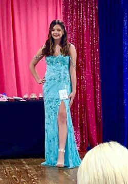 Sherri Hill Blue Size 2 Pageant Floor Length Free Shipping Straight Dress on Queenly