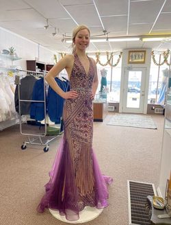 Clarisse Purple Size 0 Prom Black Tie Medium Height Mermaid Dress on Queenly