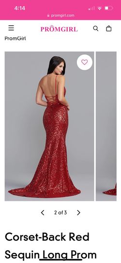 Promgirl Red Size 6 Floor Length Black Tie Side slit Dress on Queenly