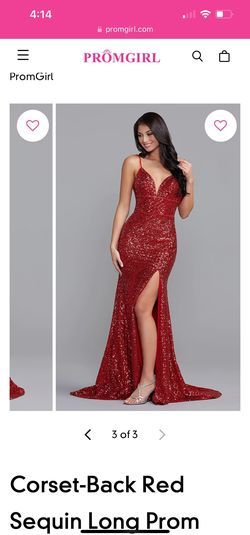 Promgirl Red Size 6 Floor Length Black Tie Side slit Dress on Queenly