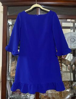 Jessica Howard Blue Size 10 Midi Interview Sleeves Cocktail Dress on Queenly