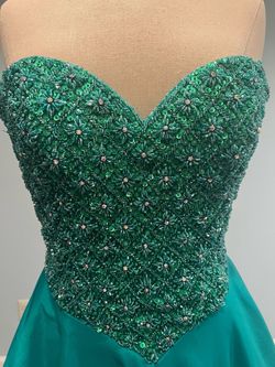Sherri Hill Green Size 0 Floor Length Pageant Emerald Beaded Top Ball gown on Queenly