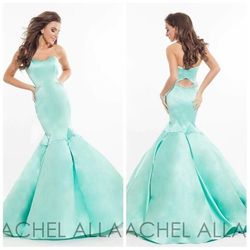 Rachel Allan Blue Size 4 Prom Turquoise Military Floor Length Mermaid Dress on Queenly