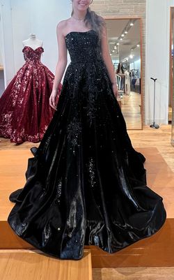 Amarra Black Size 4 Floor Length Sequin Prom Ball gown on Queenly