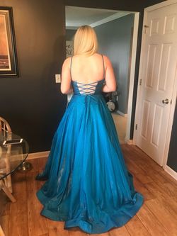Ellie Wilde Blue Size 8 Sweetheart Cut Out Prom Corset Ball gown on Queenly