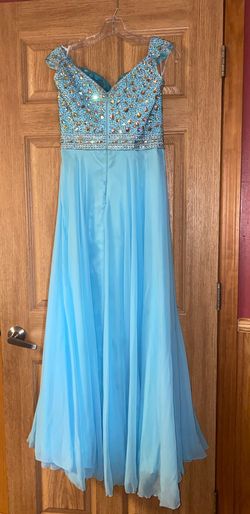 Panoply Light Blue Size 8 Floor Length A-line Dress on Queenly