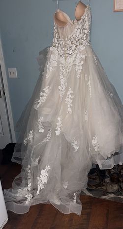 Mori Lee Nude Size 22 Floor Length Plus Size Strapless Ball gown on Queenly