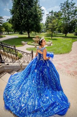 Dancing Queen Royal Blue Size 8 Ball gown on Queenly