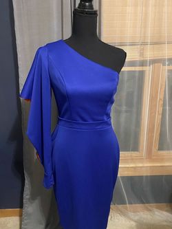 Fernando Wong Blue Size 6 Euphoria Midi Interview Cocktail Dress on Queenly