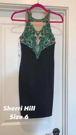 Sherri Hill Black Size 6 Pageant Sheer Cocktail Dress on Queenly
