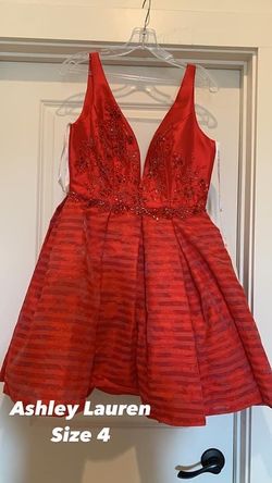 Ashley Lauren Red Size 4 Midi Homecoming Cocktail Dress on Queenly