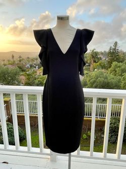 Laundry by Shelli Segal Black Size 6 Ruffles 70 Off Sleeves A-line Dress on Queenly