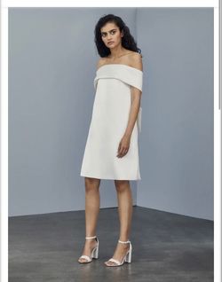 Amsale White Size 4 Euphoria Bridal Shower Cocktail Dress on Queenly