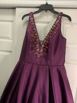Mac Duggal Purple Size 18 Floor Length Plus Size Ball gown on Queenly