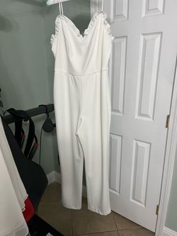 Adrianna Papell White Size 10 Sunday Jumpsuit Dress on Queenly